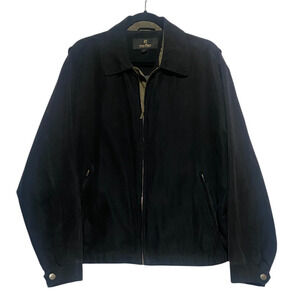 Gary Player Black Zip Up Jacket Men's Size Large Faux Suede Lined